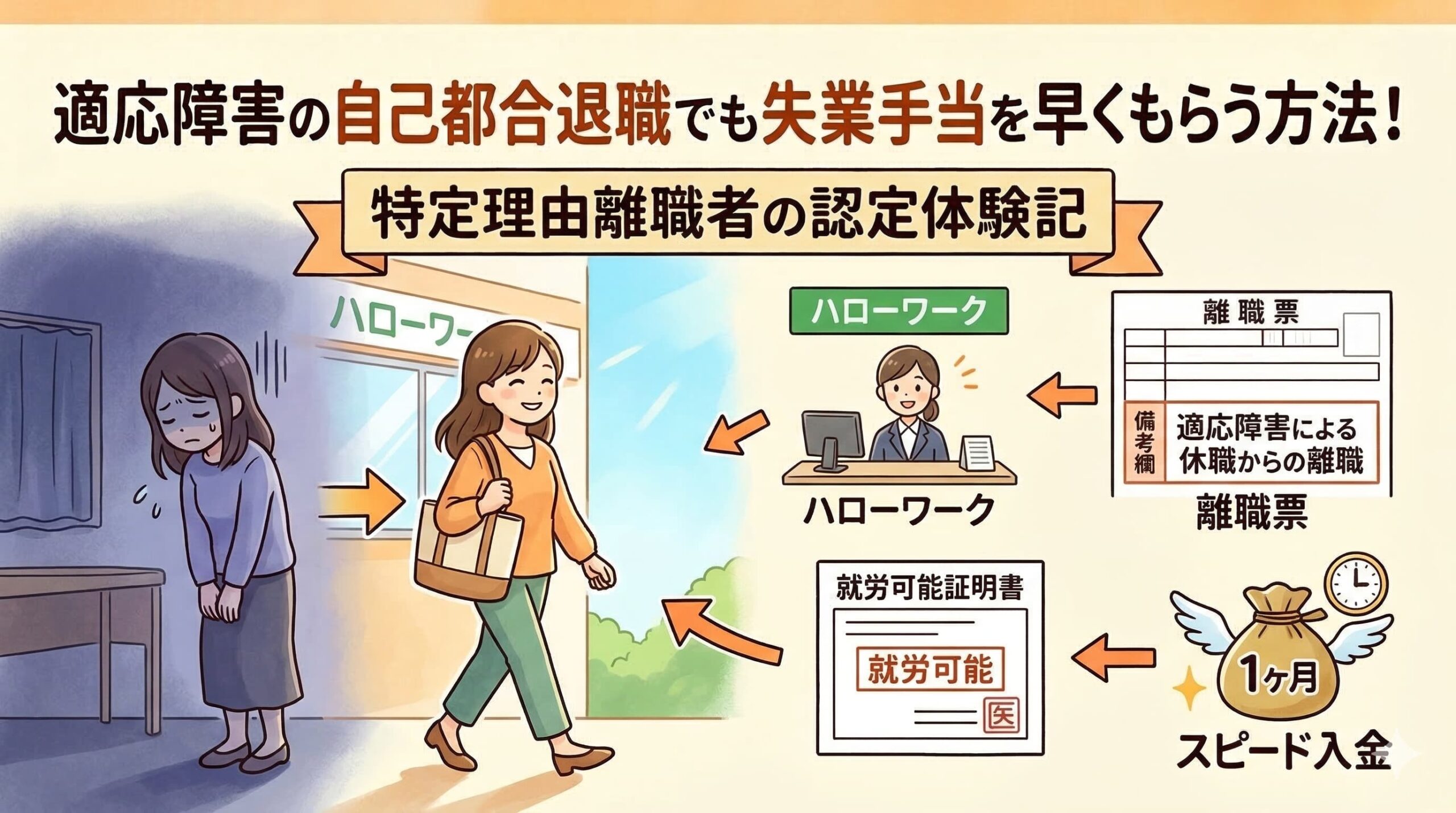 特定理由離職者の認定手続きを解説する図解
